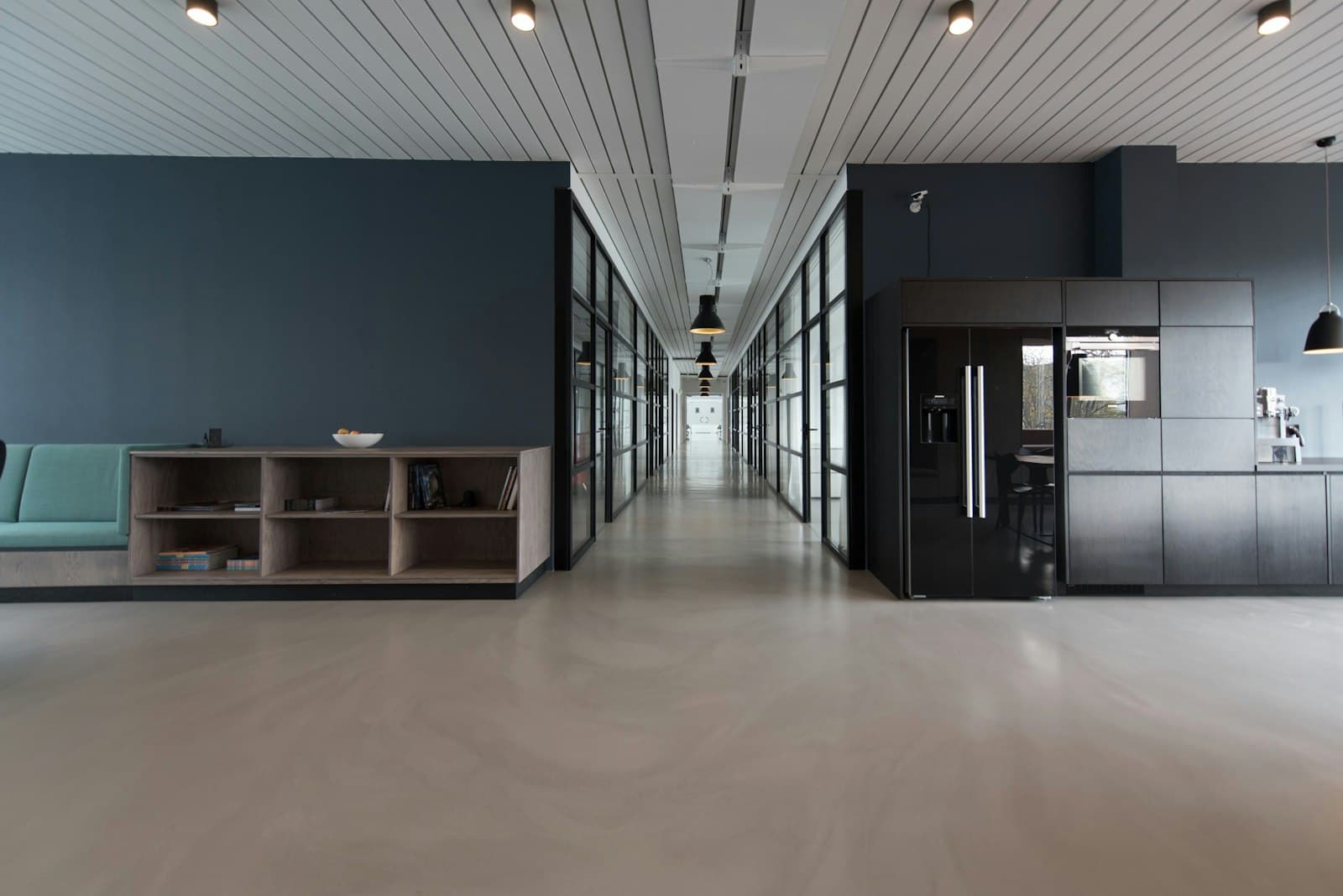 Office interior with people in a meeting